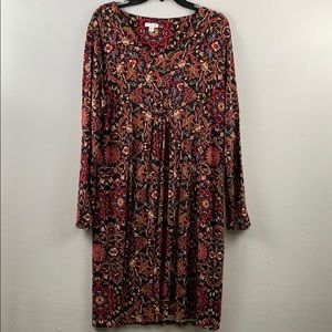 J.Jill long sleeve shirt floral print dress size L